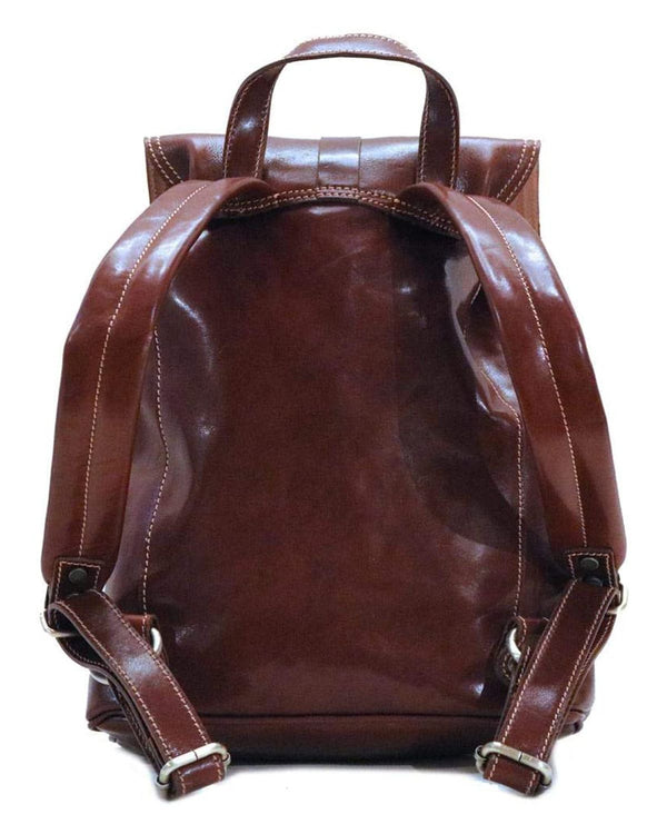 Hook Closure Genuine Leather Backpack