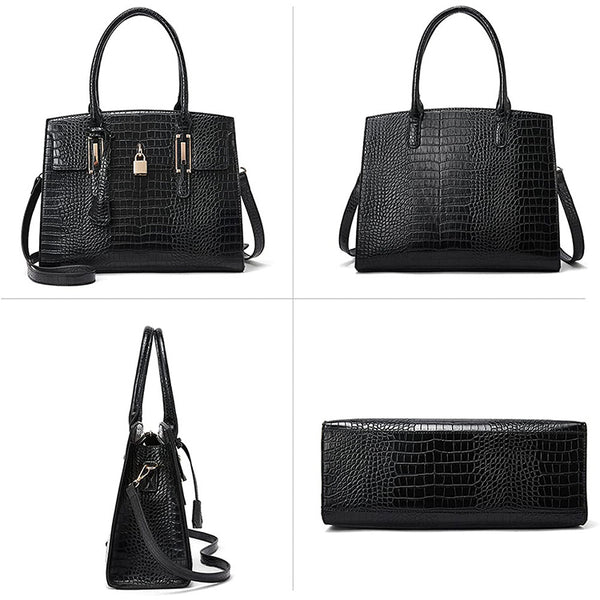Women’s Crocodile Pattern Genuine Leather Handbag