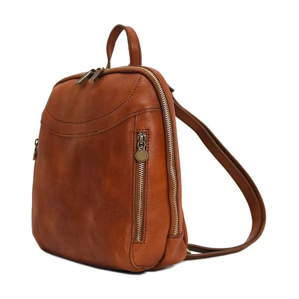 Full Grain Two Easy Access Zip Pocket Leather BackPack